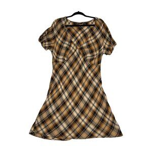 ASOS Design Womens Mini Dress Brown Tan Plaid Size 14 Academia